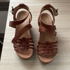 Brown wedges wrap ankle
